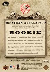 Rear | Jonathan Albaladejo Baseball Cards 2008 Upper Deck A Piece of History