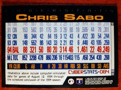Back | Chris Sabo Baseball Cards 1995 Topps Cyberstats