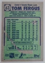 Backside | Tom Fergus Hockey Cards 1990 Topps