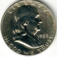 1959 [TYPE 2] Coins Franklin Half Dollar Prices