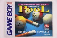 Championship Pool - Manual | Championship Pool GameBoy