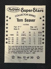 Back | Tom Seaver Baseball Cards 1986 True Value Perforated