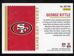 Back | George Kittle [Emerald] Football Cards 2022 Panini Contenders Game Day Ticket