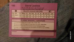 Back  | David Justice [Justice Prevails] Baseball Cards 1991 Classic