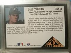 Reverse Image | Greg Colbrunn Baseball Cards 1993 Fleer Major League Prospects