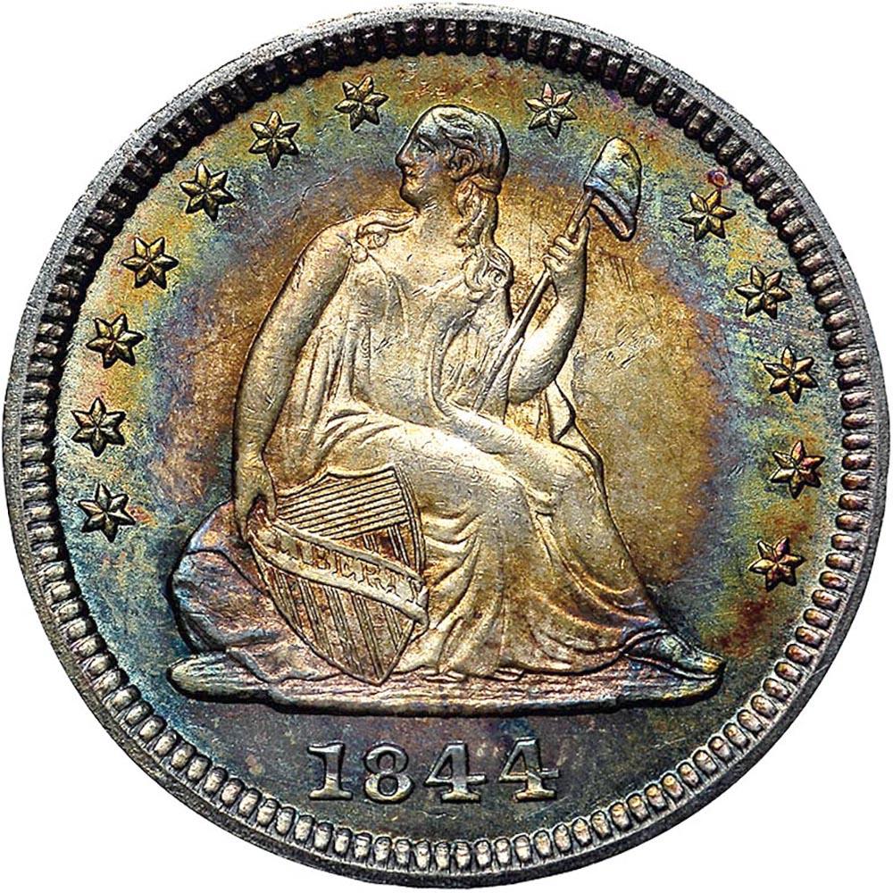 1844 Coins Seated Liberty Quarter