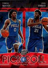 Joel Embiid, Tyrese Maxey [Blue Ice] Basketball Cards 2021 Panini Contenders Optic Pick n Roll Prices