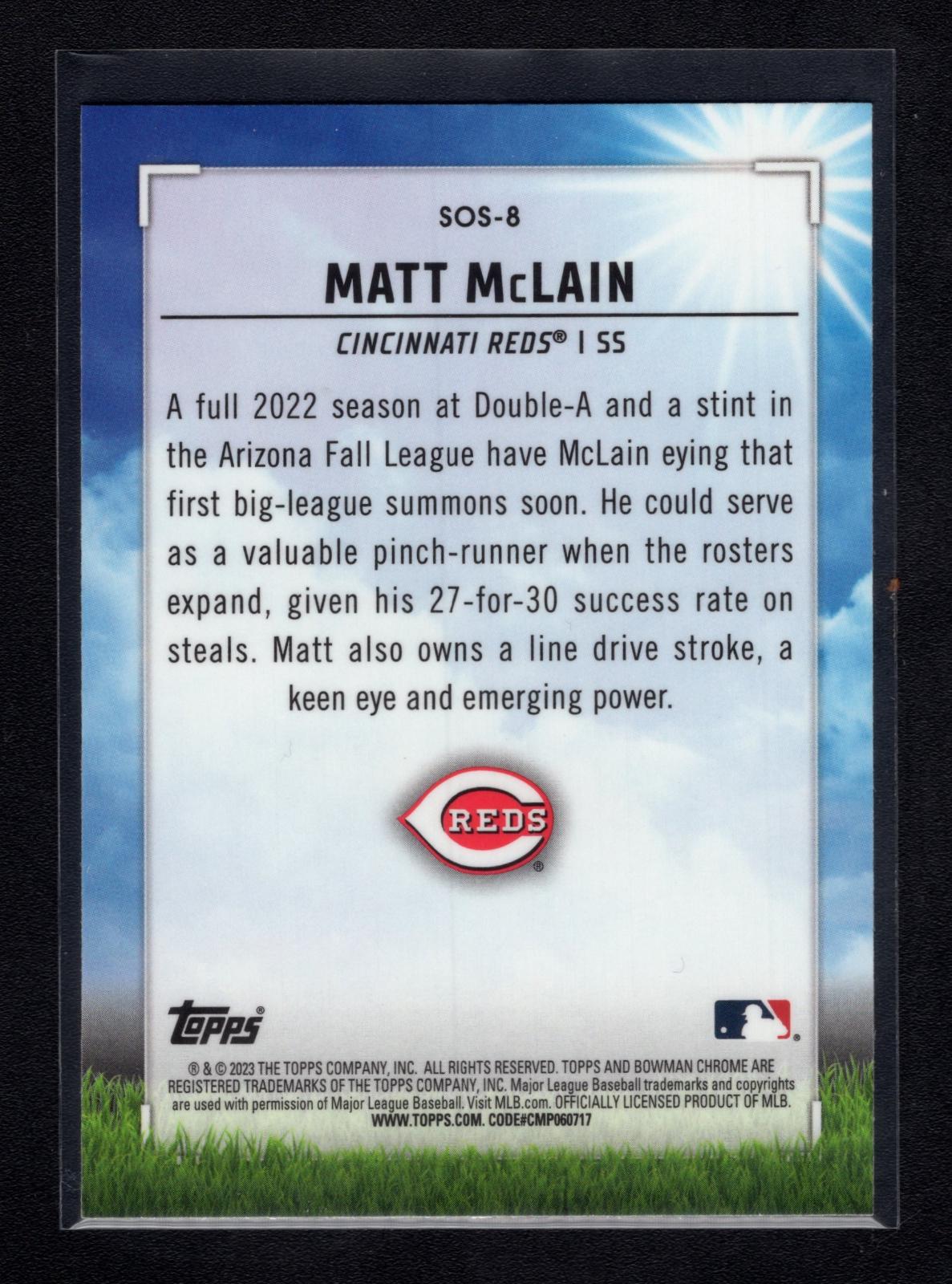 Matt Mclain #SOS-8 Prices | 2023 Bowman Sights on September | Baseball ...