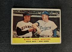 Rival Fence Busters [Willie Mays, Duke Snider] #436 Baseball Cards 1958 Topps Prices