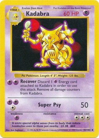 Kadabra [Shadowless] #32 Pokemon Base Set