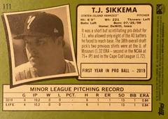 Rear | T.J. Sikkema Baseball Cards 2020 Topps Heritage Minor League