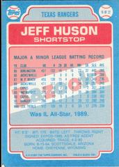 Back | Jeff Huson Baseball Cards 1991 Bazooka
