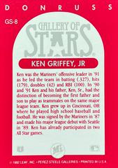 Card Back | Ken Griffey Jr Baseball Cards 1992 Panini Donruss Triple Play Gallery of Stars