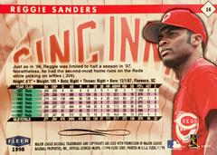 Rear | Reggie Sanders Baseball Cards 1998 Fleer Tradition
