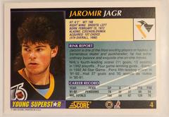 Back Of Card | Jaromir Jagr Hockey Cards 1992 Score Young Superstars