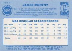 Back Side | James Worthy Basketball Cards 1986 Star Best Of The Best