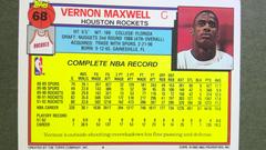 Vernon Maxwell Rear | Vernon Maxwell Basketball Cards 1992 Topps