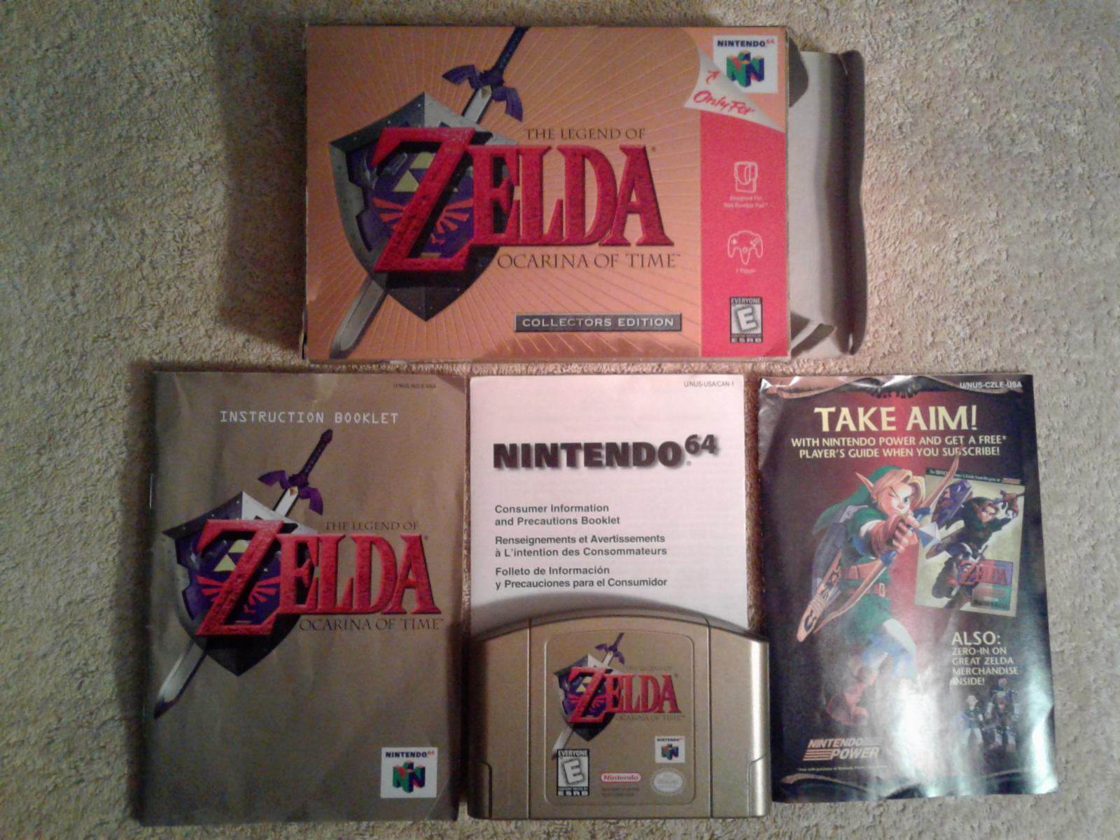 Zelda Ocarina of Time [Collector's Edition] Item, Box, and Manual