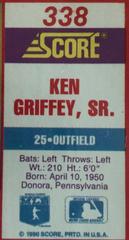 Wrong Uniform Number - Should Be 30, Not 25. | Ken Griffey Sr. [Uniform #25 on Card Back] Baseball Cards 1990 Score