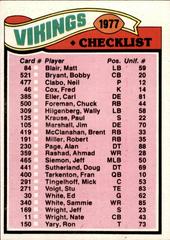 Vikings Checklist Football Cards 1977 Topps Prices
