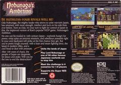 Back Cover | Nobunaga's Ambition Super Nintendo