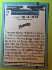 Reverse | Roberto Alomar Baseball Cards 1990 Panini Donruss Diamond Kings