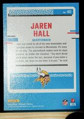 Back | Jaren Hall Football Cards 2023 Panini Donruss Rated Rookies Portrait