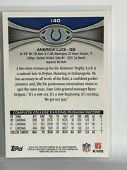 Back Of Card | Andrew Luck Football Cards 2012 Topps