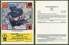Stefan Humphries [Yellow] Football Cards 1985 McDonald's Bears Prices