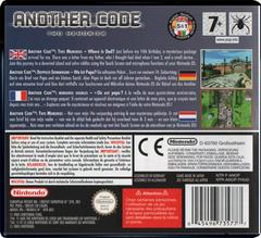 Back Cover (PAL) | Another Code Two Memories PAL Nintendo DS