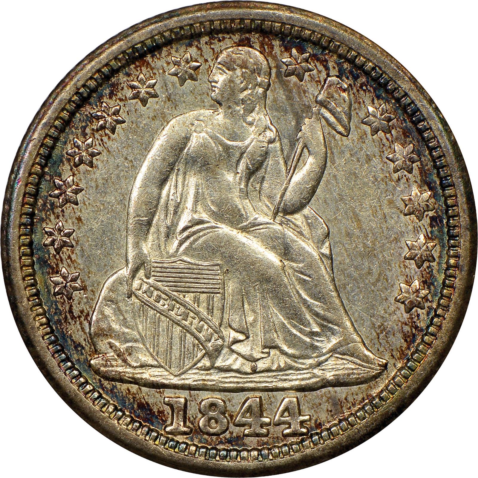 1844 Coins Seated Liberty Dime