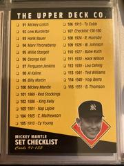 Checklist #91-135 [Mickey Mantle] Baseball Cards 1994 Upper Deck All Time Heroes Prices