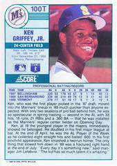 Card Back | Ken Griffey Jr. Baseball Cards 1989 Score Traded