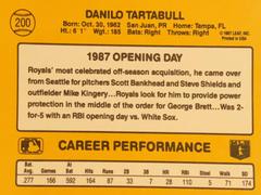 Rear | Danny Tartabull Baseball Cards 1987 Donruss Opening Day