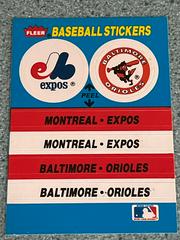 Expos/Orioles Baseball Cards 1987 Fleer Team Stickers Prices