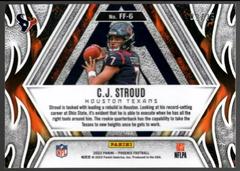 Back Of Card | C. J. Stroud [Green] Football Cards 2023 Panini Phoenix Fire Forged