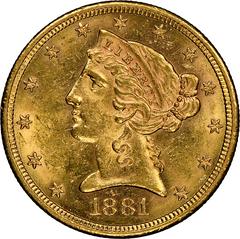 1881 S Coins Liberty Head Half Eagle Prices