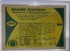 Back | Mark Rypien [Error] Football Cards 1989 Topps