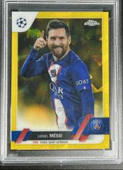 Lionel Messi [SP Variation Sapphire Yellow] Soccer Cards 2022 Topps Chrome UEFA Club Competitions Prices