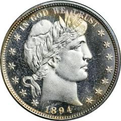 1894 O [PROOF] Coins Barber Half Dollar Prices