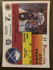BACK OF CARD | GREG BROWN Hockey Cards 1991 O-Pee-Chee Premier