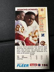 Back  | Desmond Howard Football Cards 1993 Fleer Gameday