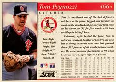 Rear | Tom Pagnozzi Baseball Cards 1994 Score