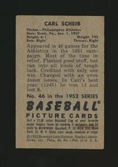 Back | Carl Scheib Baseball Cards 1952 Bowman
