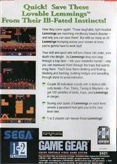 Lemmings - Back | Lemmings Sega Game Gear