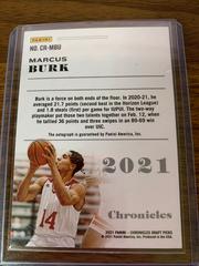 Marcus Burk Back | Marcus Burk Basketball Cards 2021 Panini Chronicles Draft Picks Rookie Signatures