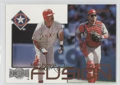 Ivan Rodriguez, Rafael Palmeiro Baseball Cards 2000 Metal Fusion Prices