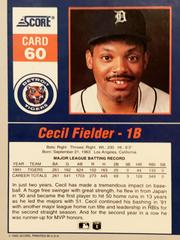Rear | Cecil Fielder Baseball Cards 1992 Score Impact Players