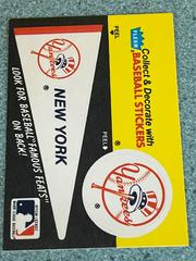 Yankees Pennant  | New York Yankees Baseball Cards 1987 Fleer Team Stickers