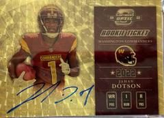 Jahan Dotson [2002 Throwback Autograph Gold Vinyl] #02TR-JD Football Cards 2022 Panini Contenders Optic Throwback Rookie Autographs Prices